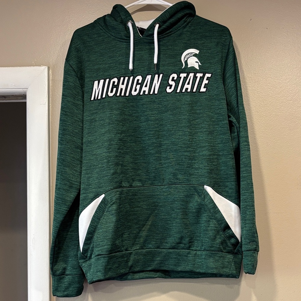 Michigan State Green and White Hoodie, Spartan Logo, Colosseum Brand, size M